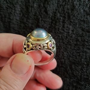Mabe pearl and amethyst ring